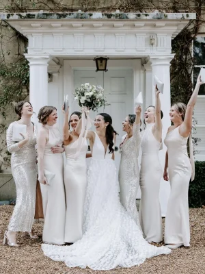 glamorous long sparkly ivory bridesmaid dresses